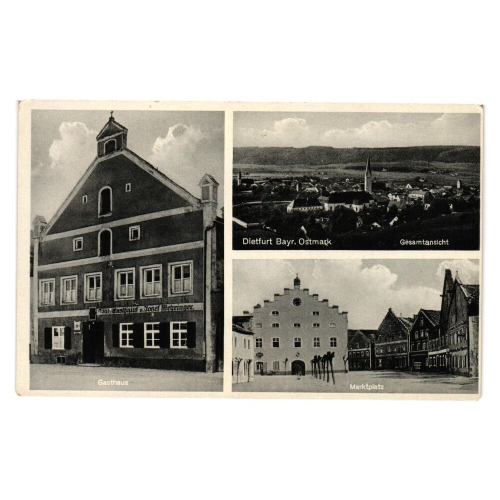 Vintage Dietfurt Bayrische Ostmark Postcard Gasthaus Mehringer Marktplatz